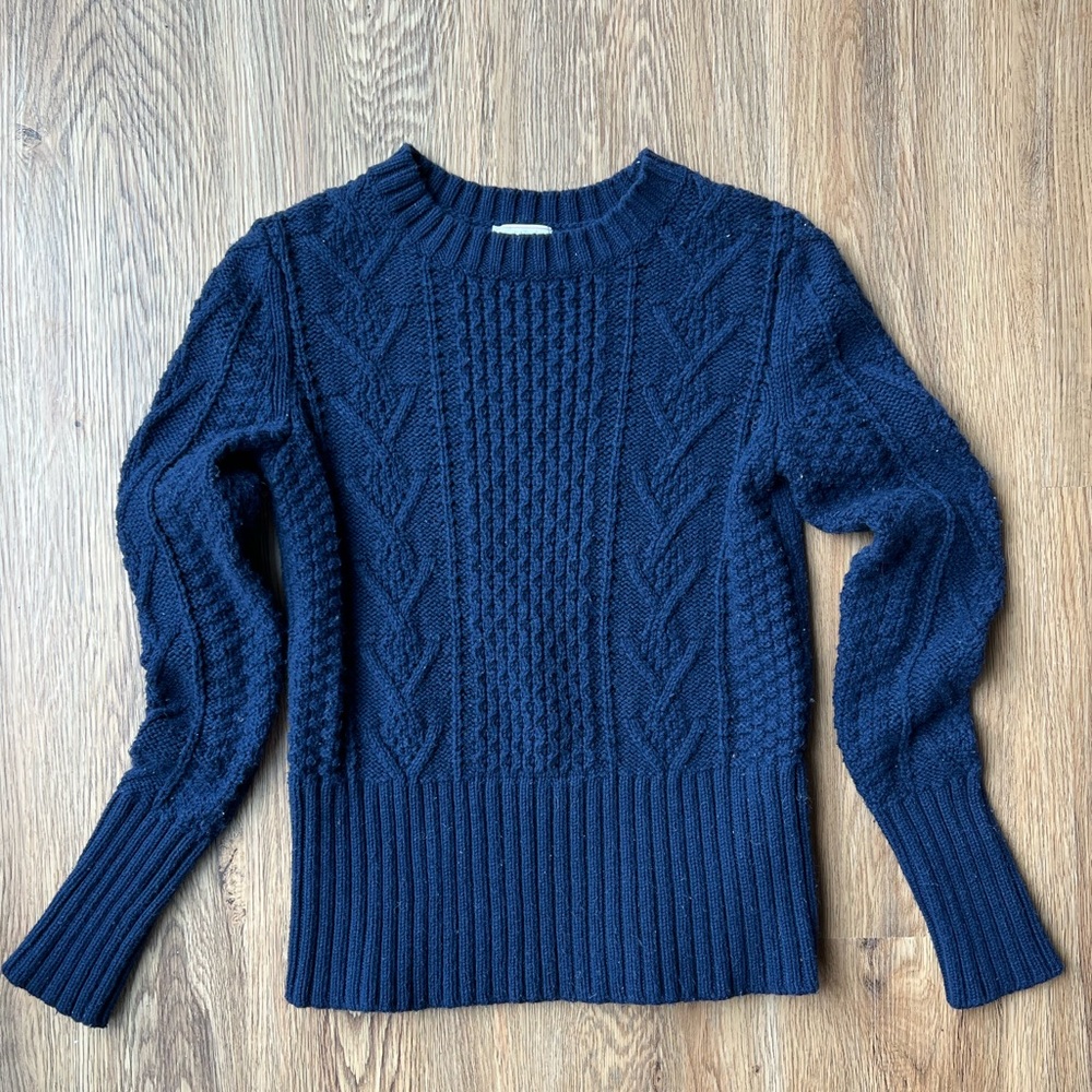 Navy blue cable nit sweater
